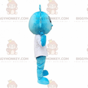 Mascotte kostuum blauwe draak BIGGYMONKEY™, kostuum blauw