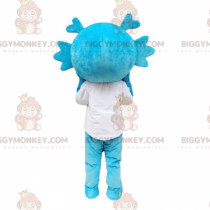Costume da mascotte drago blu BIGGYMONKEY™, costume da creatura
