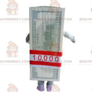 Kostým maskota BIGGYMONKEY™ 100 dolarové bankovky. obří lístek