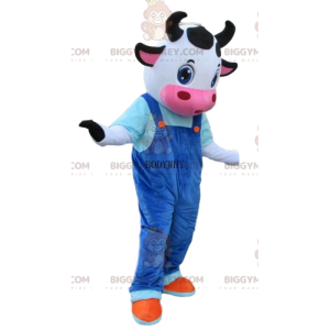 Costume da mucca con tuta blu, costume da mascotte da mucca