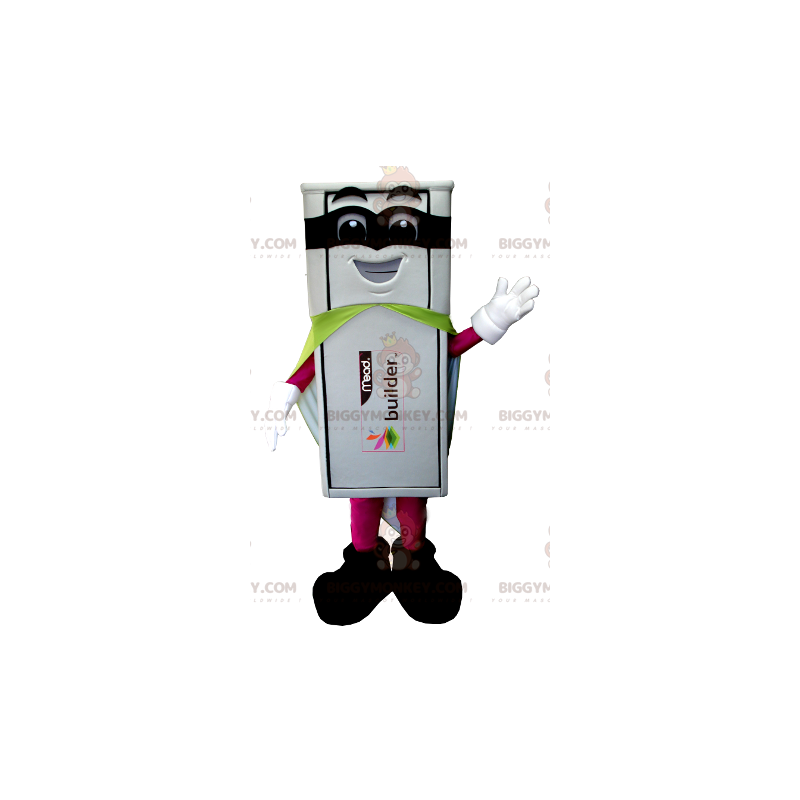 Costume de mascotte BIGGYMONKEY™ de clé USB blanche en tenue de