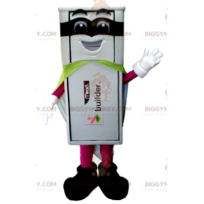 Costume de mascotte BIGGYMONKEY™ de clé USB blanche en tenue de