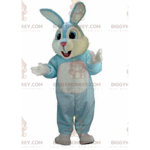 Déguisement de lapin bleu et blanc, costume de lapin en peluche