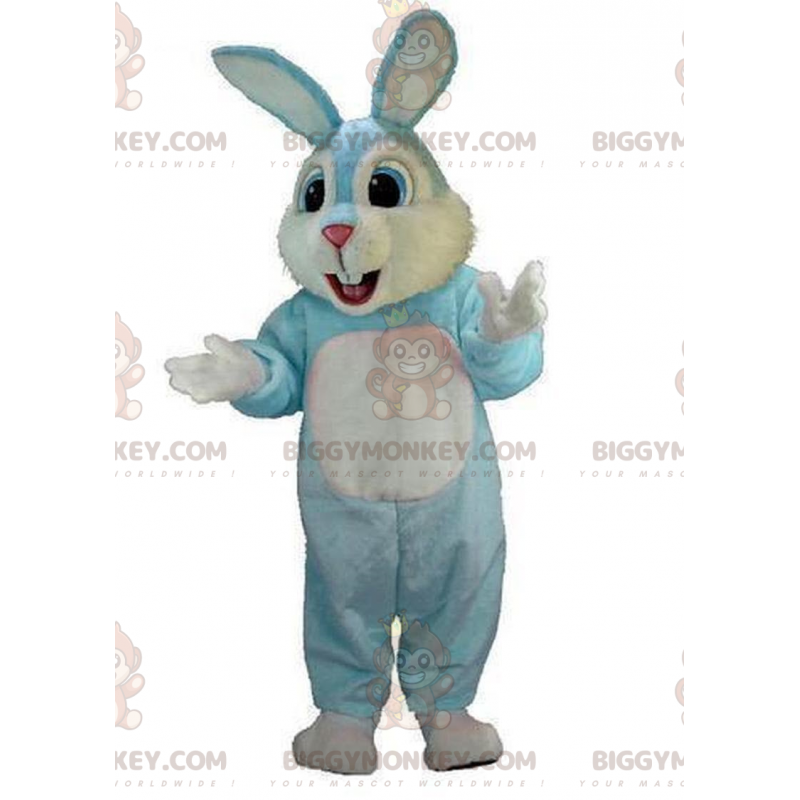 Déguisement de lapin bleu et blanc, costume de lapin en peluche