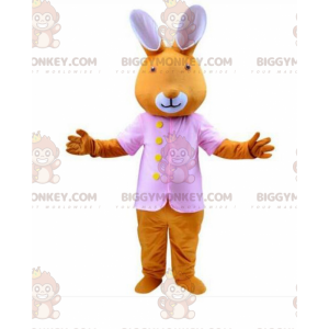 Kostium pomarańczowy króliczek ubrany na różowo, kostium