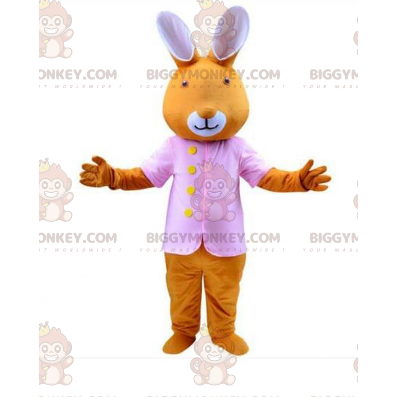 Fantasia de coelho laranja vestida de rosa, fantasia de mascote