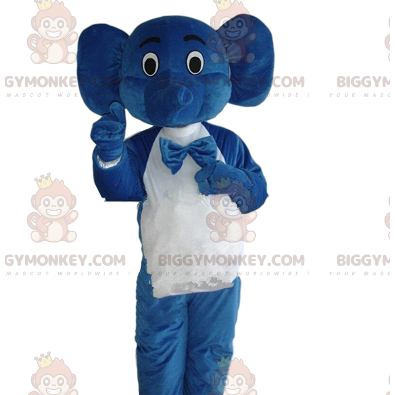 Ober outfit blauw olifant kostuum, ober BIGGYMONKEY™ mascotte