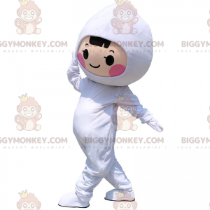 Disfraz de mascota infantil BIGGYMONKEY™, niña vestida con mono