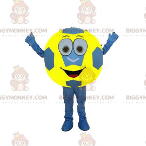Sininen ja keltainen jalkapallopallo BIGGYMONKEY™ maskottiasu