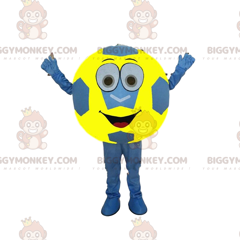 Costume de mascotte BIGGYMONKEY™ de ballon de foot bleu et