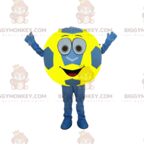 Costume de mascotte BIGGYMONKEY™ de ballon de foot bleu et