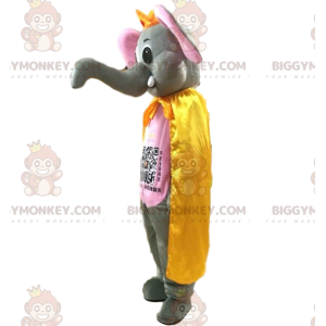 BIGGYMONKEY™ Mascottekostuum grijs en roze olifant met grote