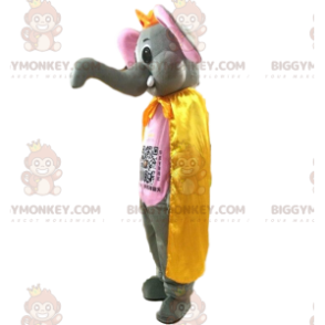 BIGGYMONKEY™ Costume da mascotte Elefante grigio e rosa con