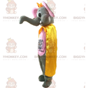 Traje de mascote BIGGYMONKEY™ cinza e elefante rosa com grande