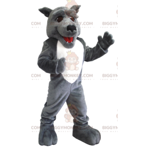 Costume de mascotte BIGGYMONKEY™ de loup gris et blanc -