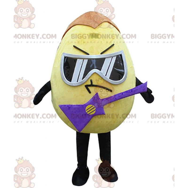 Disfraz de mascota Yellow Egg BIGGYMONKEY™ con gafas y guitarra