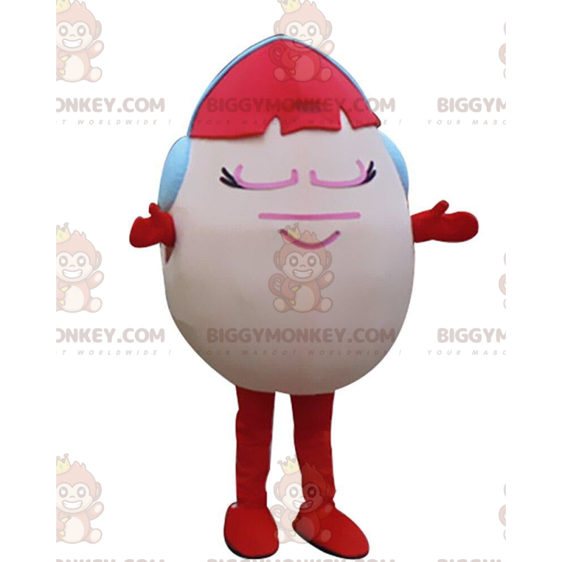 Pink Egg BIGGYMONKEY™ Maskottchen-Kostüm mit roten Haaren und