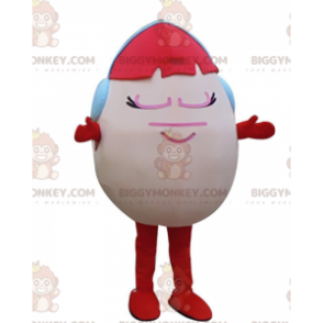 Pink Egg BIGGYMONKEY™ Maskottchen-Kostüm mit roten Haaren und