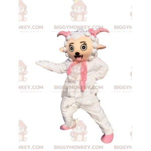 Disfraz de mascota de oveja blanca y rosa BIGGYMONKEY™, disfraz