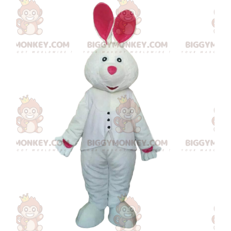 White and Pink Bunny Costume, Giant Bunny BIGGYMONKEY™ Mascot