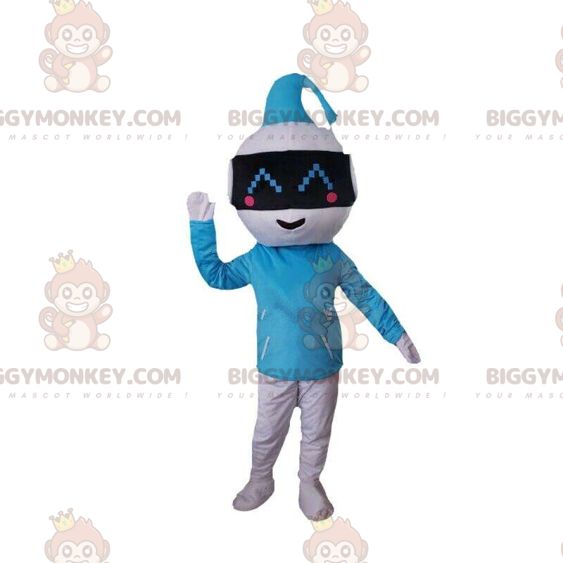 Disfraz de mascota robot azul y blanco BIGGYMONKEY™, disfraz
