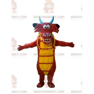 BIGGYMONKEY™ maskotdräkt av Mushu, den berömda röda och gula
