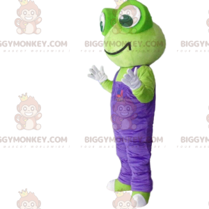 BIGGYMONKEY™ maskottiasu, vihreä sammakko violetilla