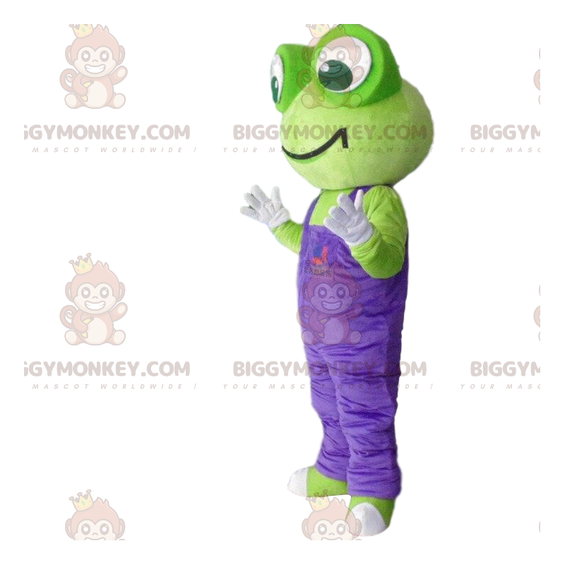 BIGGYMONKEY™ Costume da mascotte Rana verde con tuta viola -