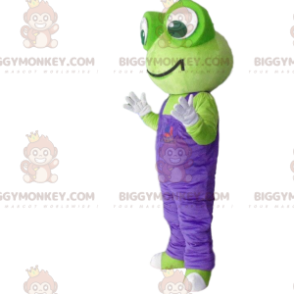 BIGGYMONKEY™ Costume da mascotte Rana verde con tuta viola -