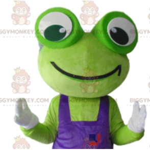 BIGGYMONKEY™ Maskottchenkostüm Grüner Frosch mit violettem