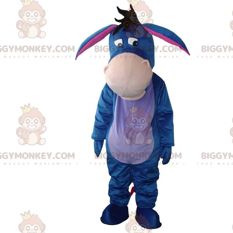 Traje de mascote BIGGYMONKEY™ de Eeyore, famoso burro azul em