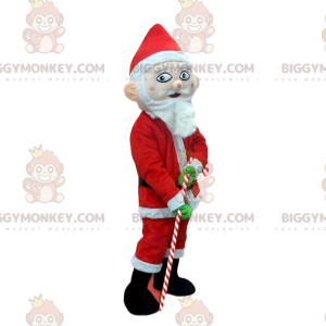 BIGGYMONKEY™ Weihnachtsmann-Zuckerstangen-Maskottchen-Kostüm -