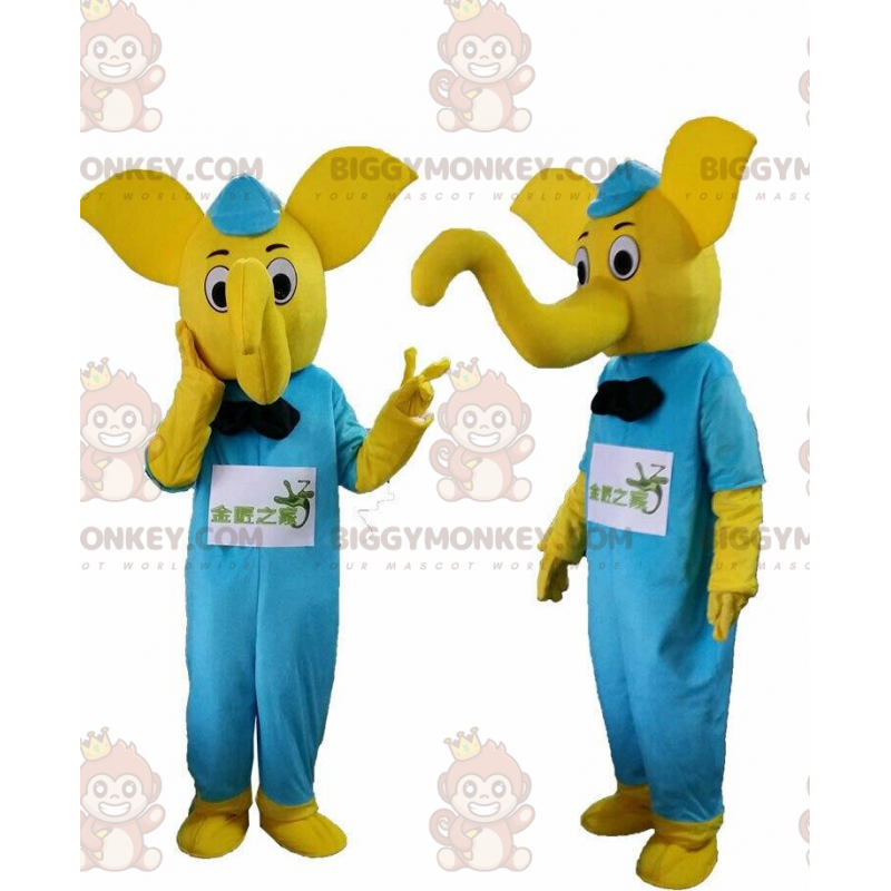 Geel olifantenkostuum met blauwe outfit - Biggymonkey.com