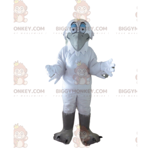 BIGGYMONKEY™ Czapla, duży kostium maskotki biało-szarego ptaka
