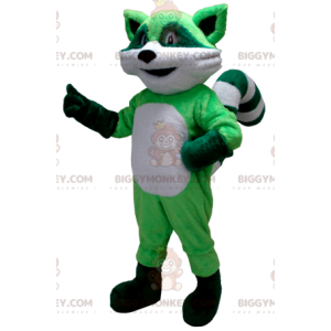 Costume de mascotte BIGGYMONKEY™ de raton laveur vert et blanc