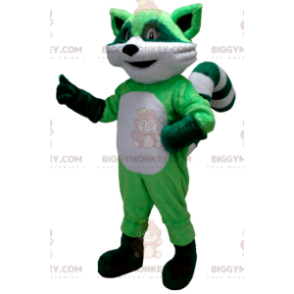 Disfraz de mascota mapache verde y blanco BIGGYMONKEY™ -