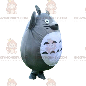 Totoro BIGGYMONKEY™ mascottekostuum, grijze en witte wasbeer