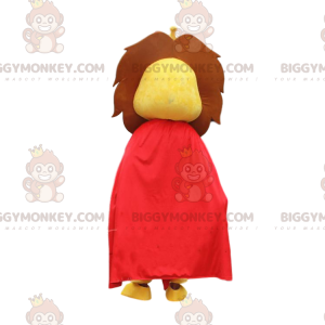 BIGGYMONKEY™ maskottiasu Keltainen leijona punaisella viittalla