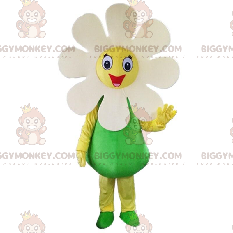 Costume da mascotte gigante fiore bianco BIGGYMONKEY™, costume da  margherita sorridente