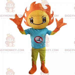 Gul och orange soldräkt med grön t-shirt - BiggyMonkey maskot