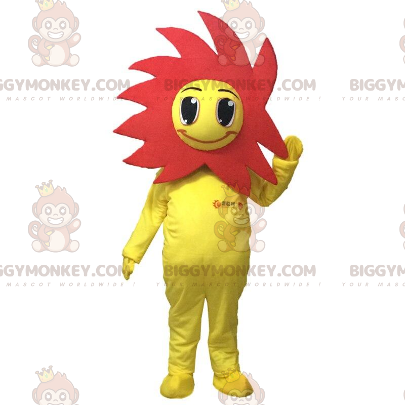 Gele en rode bloem BIGGYMONKEY™ mascottekostuum, bloemenkostuum