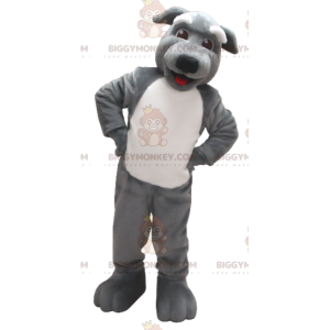 Traje de mascote de cachorro cinza e branco BIGGYMONKEY™ –