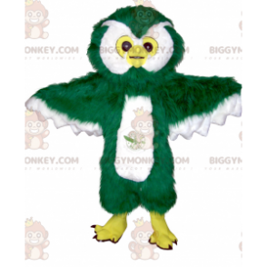 BIGGYMONKEY™ Costume mascotte gufo tutto peloso bianco e giallo