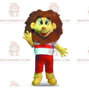 Traje de mascote de leão amarelo e marrom BIGGYMONKEY™ –