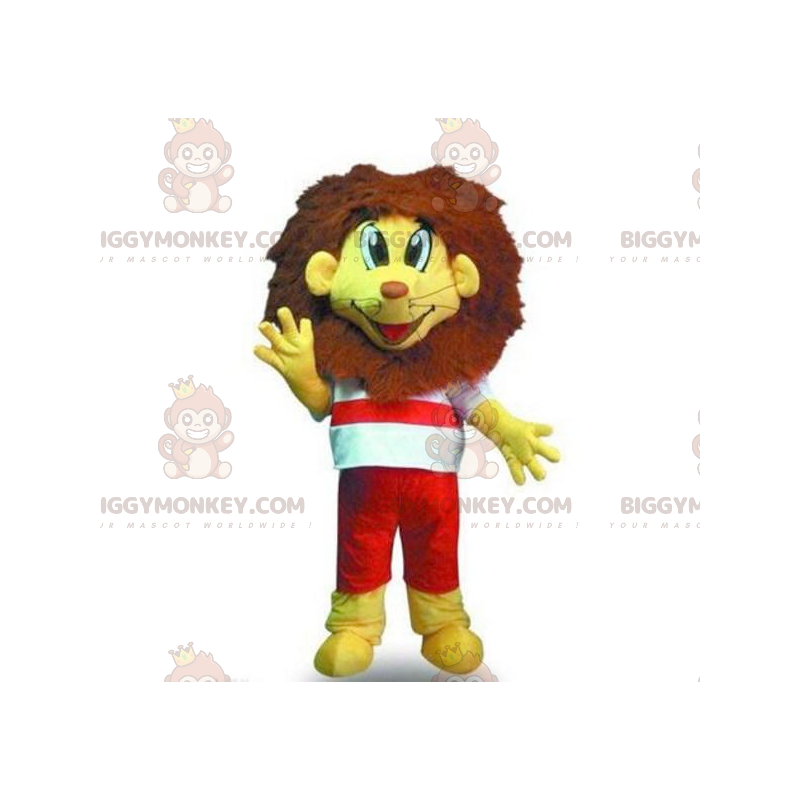 BIGGYMONKEY™ Little Keltainen ja Ruskea Leijonan maskottiasu -