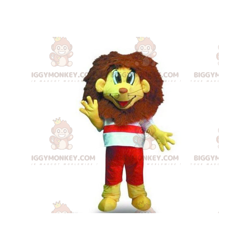 Traje de mascote de leão amarelo e marrom BIGGYMONKEY™ –