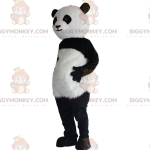 Traje de panda preto e branco, traje de panda de pelúcia –