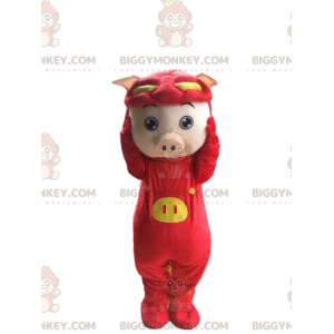 BIGGYMONKEY™ Maskottchenkostüm Schwein verkleidet als roter