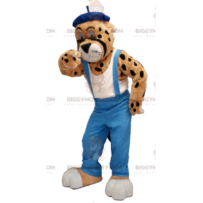 BIGGYMONKEY™ Mascot Costume Leopard Cheetah In Overalls –