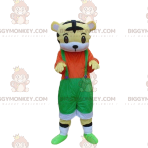 Tijgerwelp BIGGYMONKEY™ mascottekostuum met overalls